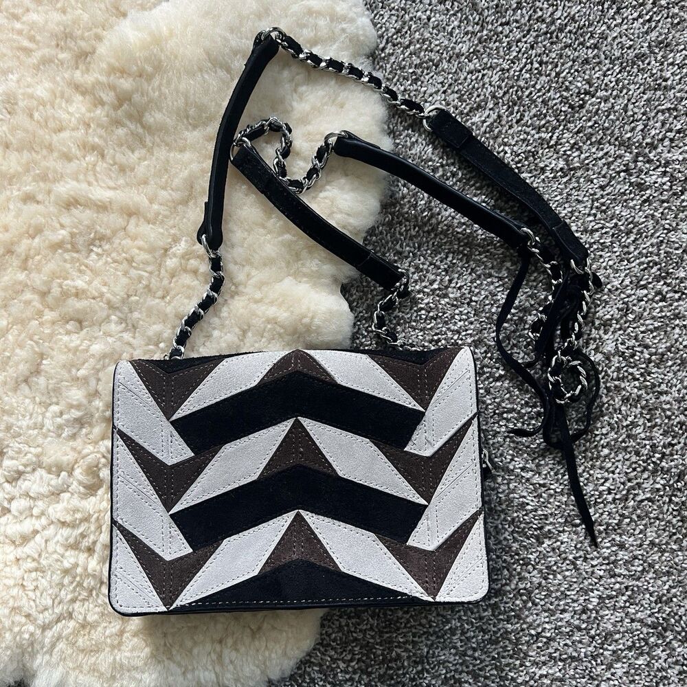 ZARA Suede Geometric Print Convertible Crossbody Bag